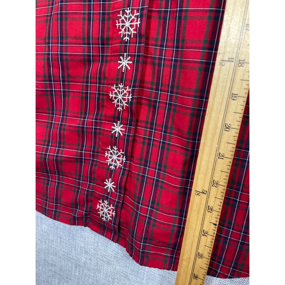 Karen Scott Sport Women Red Plaid Snowflake Embroidered Button Down Shirt Size S - Picture 7 of 11